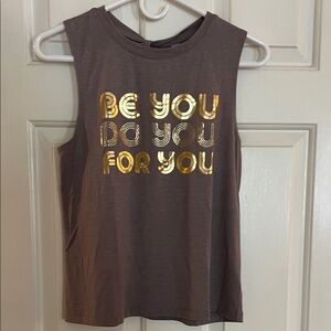 Women's Brown Tank Top with Gold Lettering